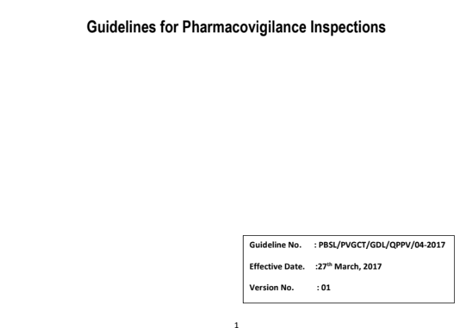 Guidelines for Pharmacovigilance Inspections